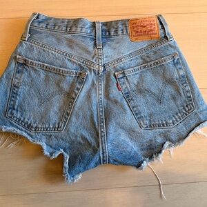 Levi's Women's Light Blue Frayed Denim Shorts